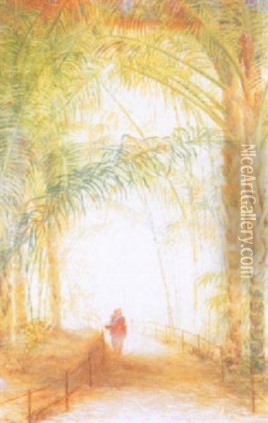 Figure Under Palm Trees Oil Painting - Wilhelm Christiaan Constant Bleckmann