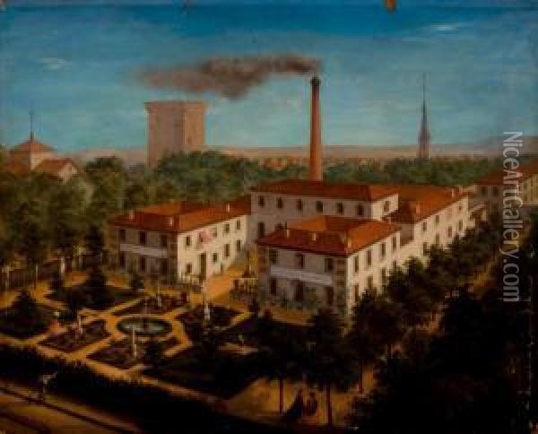 Fabrica De Chocolates Compania Colonial Oil Painting - Edmond Eugene Valton