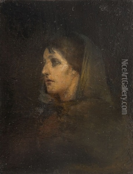 Portrait Of A Woman Oil Painting - Piotr Stachiewicz
