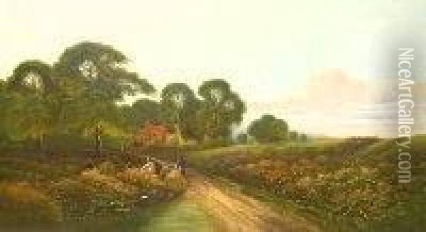 Gathering Flowers Along The Path Oil Painting - Henry Boddington