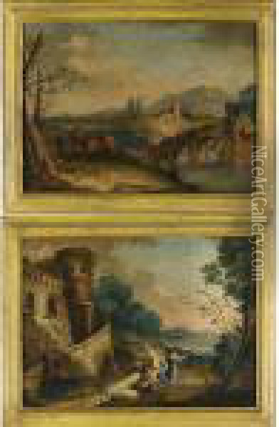 Paesaggio Con Ponte Sul Torrente Oil Painting - Antonio Diziani