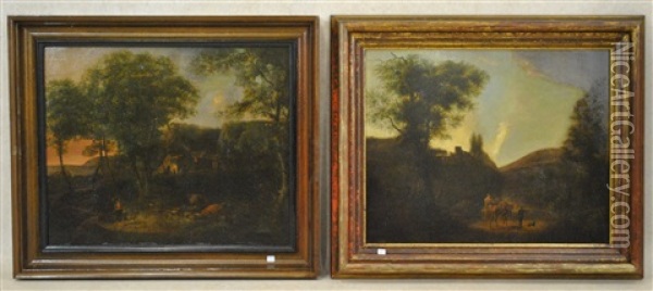 Paysages (pair) Oil Painting - Julien Joseph Ducorron