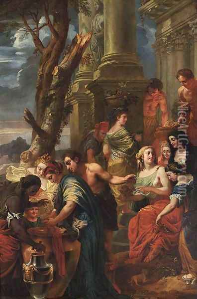 Thetis Dips Achilles In A Vase With Water From The Styx Oil Painting - Jan-Erasmus Quellinus