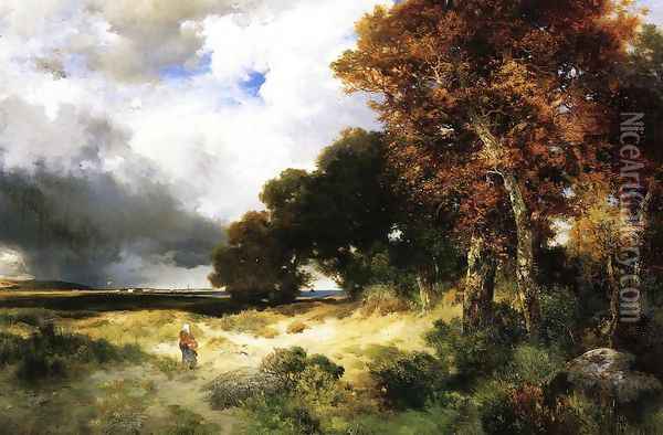 Autumn, Peconic Bay, Long Island Oil Painting - Thomas Moran
