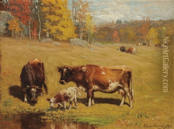 Cattle By A Pool Oil Painting - John Joseph Enneking