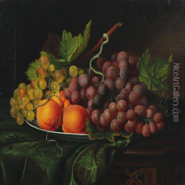 Still Life With Grapes And Peaches Oil Painting - William Hammer