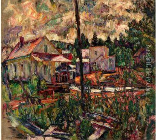 Houses In The Woods Oil Painting - Abraham Manievich