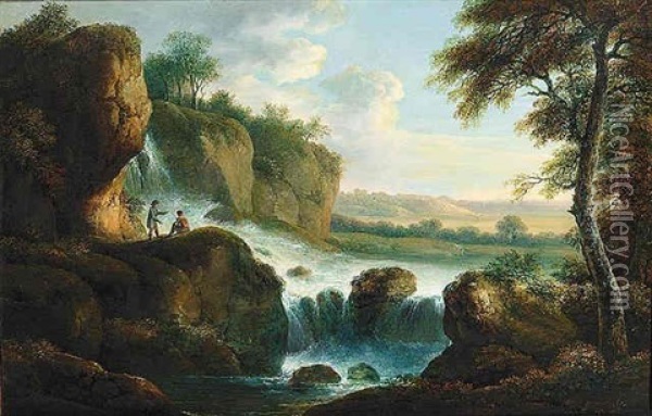Landscape With A Waterfall Oil Painting - Jacob More