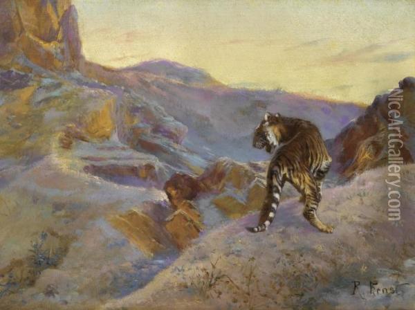 Tiger In The Mountains Oil Painting - Rudolph Ernst