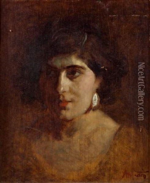 Portrait De Jeune Femme Oil Painting - Louis Anquetin