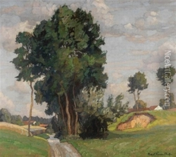 Landschaft Mit Weg Und Hohen Baumen Oil Painting - Richard Kaiser