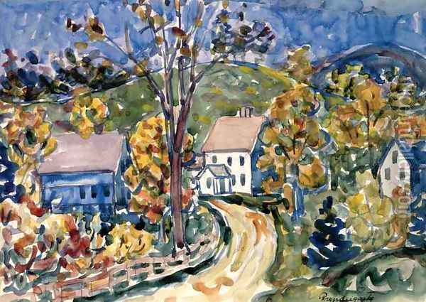 Country Road New Hampshire Oil Painting - Maurice Brazil Prendergast