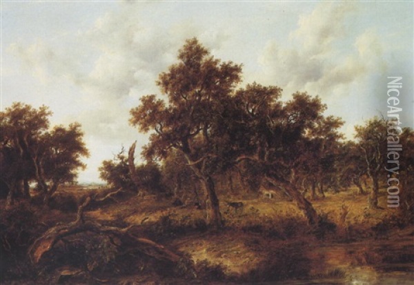 Wooded Landscape With Gypsies Oil Painting - Patrick Nasmyth