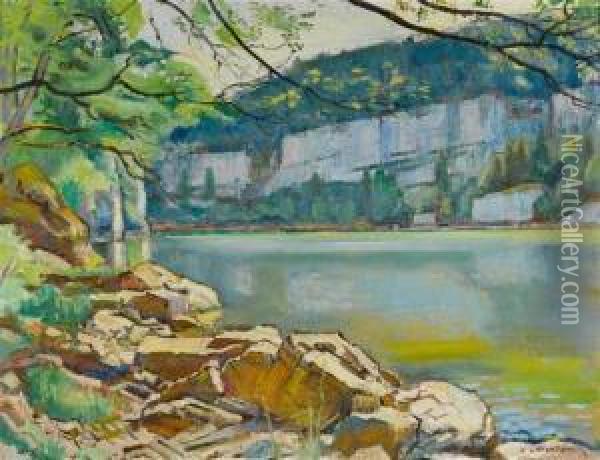 View On The Doubs Valley Oil Painting - Charles L'Eplattenier