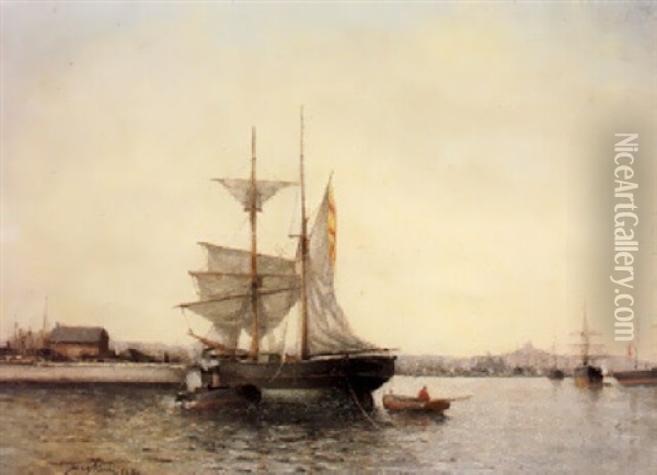 Le Port A Honfleur Oil Painting - Johan Barthold Jongkind