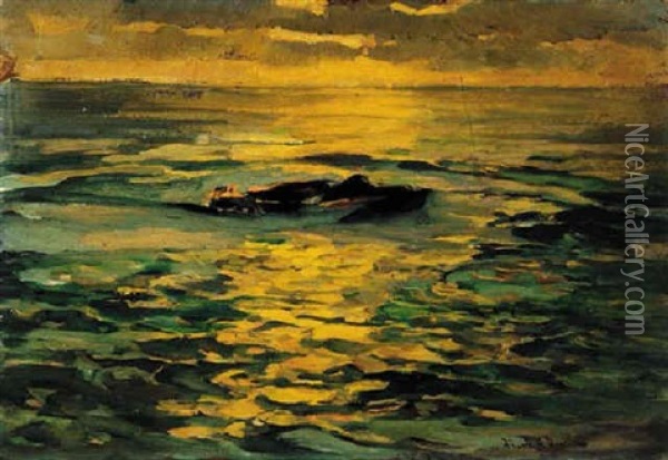 Sunset Oil Painting - Franz Arthur Bischoff