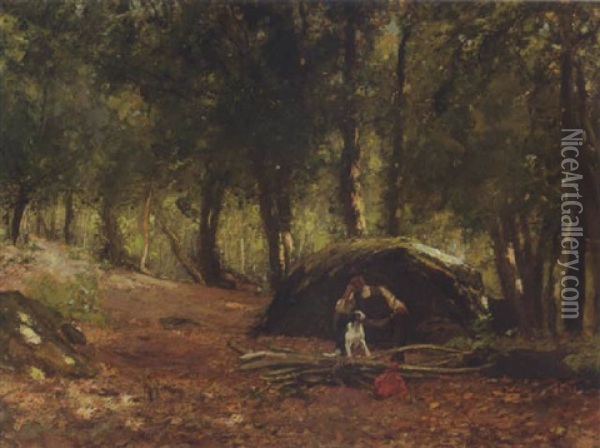 The Charcoal Burner Resting In The Woods Oil Painting - Sir David Murray