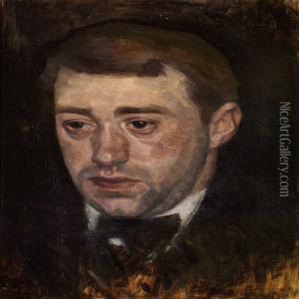 Portrait Of The Violinist And Composer Fini Henriques Oil Painting - Vilhelm Hammershoi