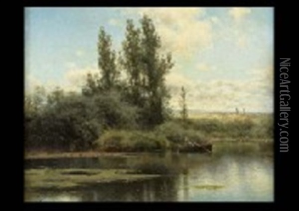 Pond Oil Painting - Emilio Sanchez-Perrier