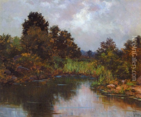 Lake Landscape Oil Painting - Gaetano Capone