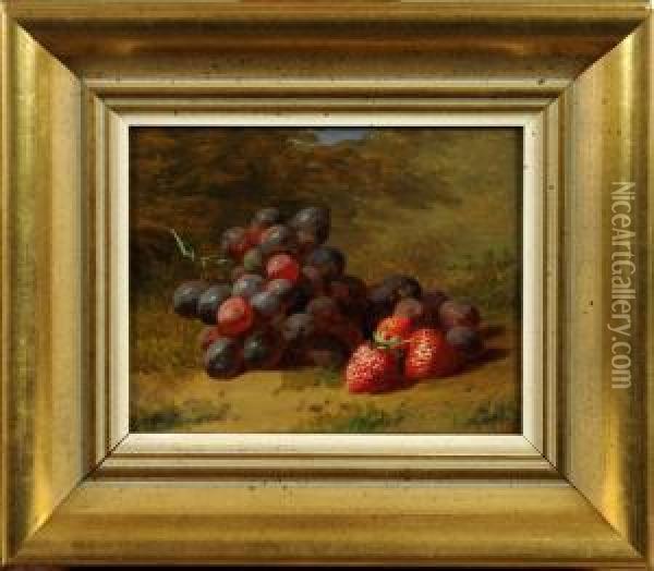 Nature Morte Aux Raisins Et Aux Fraises Oil Painting - Henri Robbe