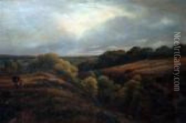 Foragers In A Landscape Oil Painting - George Vicat Cole