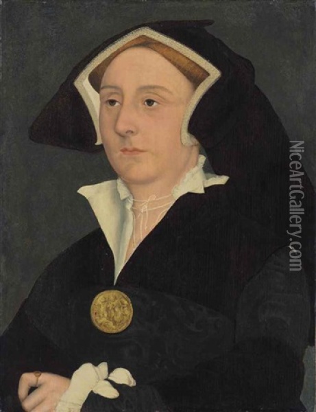 Portrait Of Elizabeth Jenks, Lady Rich (d. 1558) Oil Painting - Hans Holbein the Younger