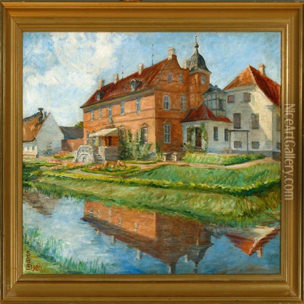 View Of Hollufgaard Manor Oil Painting - Suzette C. Skovgaard Holten