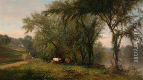 Gleneida Lake, Putnam County, New York Oil Painting - James McDougal Hart