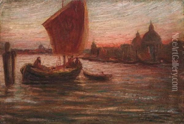 Barche In Bacino S.marco Oil Painting - Pietro Fragiacomo