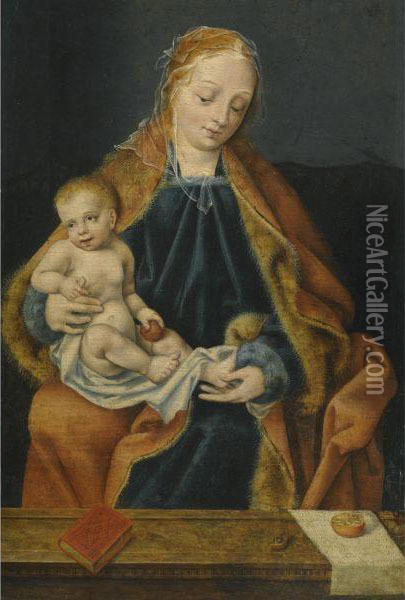The Madonna And Child With An Orange Oil Painting - Joos Van Cleve