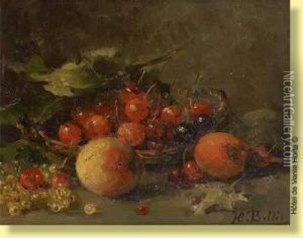 Composition Aux Cerises Oil Painting - Hubert Bellis