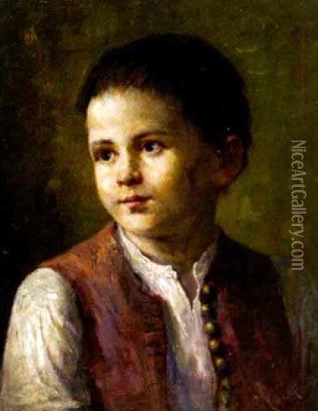 Kinderbildnis Oil Painting - Gustave Adolf Krausche