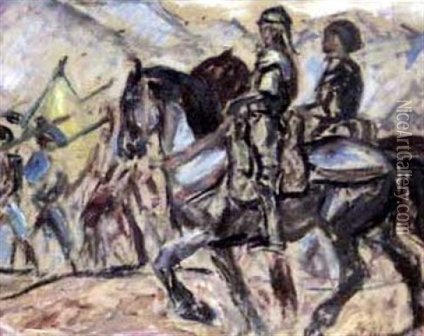 Weltherren Zu Pferde Oil Painting - Angelo Jank