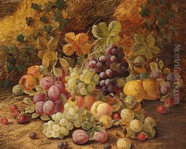 Opstilling Med Frugter I En Kurv Oil Painting - Horace Mann Livens