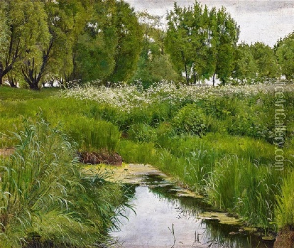 Wiesenlandschaft Oil Painting - Edvard Frederik Petersen