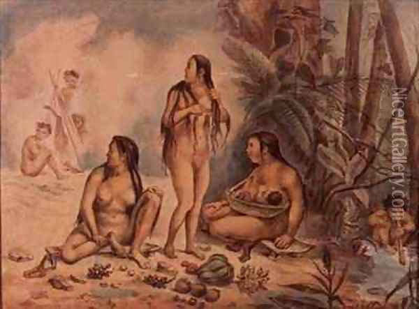 Indigenous Population of Cantagalo Oil Painting - Jean Baptiste Debret