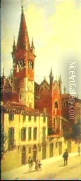 Ansicht Der Kirche San Fermo Maggiore In Verona Oil Painting - Antonietta Brandeis
