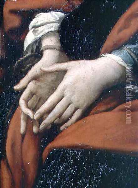 The Martyrdom of SS. Rufina and Seconda, known as the three-handed picture, detail of bound hands, painted in conjunction with Pier Francesco Mazzucchelli Morazzone 1571-1626 and Giulio Cesare Procaccini 1574-1625, before 1625 Oil Painting - Giulio Cesare Procaccini