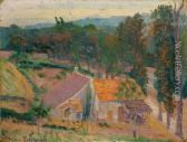 Le Village Oil Painting - Hippolyte Petitjean