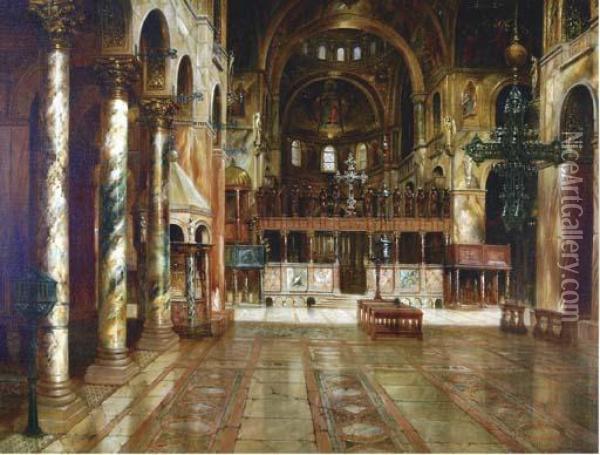Interior, St. Mark's, Venice Oil Painting - Frank Lebrun Kirkpatrick