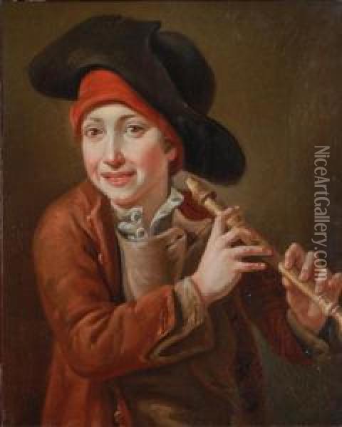 Giovane Che Suona Il Flauto Oil Painting - Pieter Van Laer (BAMBOCCIO)