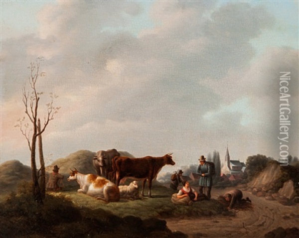 Travelers Resting Alongside A Road Oil Painting - Christopher (Christoffel) Wust