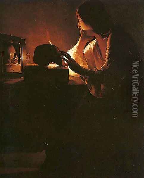 The Repentant Magdalen 1635 Oil Painting - Georges de La Tour