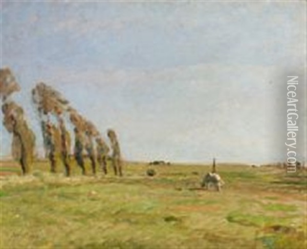 Landskab Med Popler Oil Painting - Julius Paulsen
