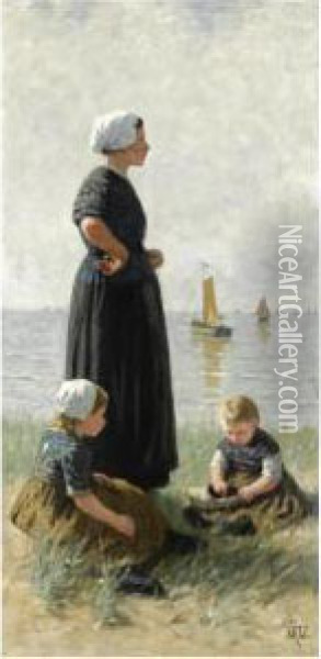 Watching The Ships Return Oil Painting - David Adolf Constant Artz