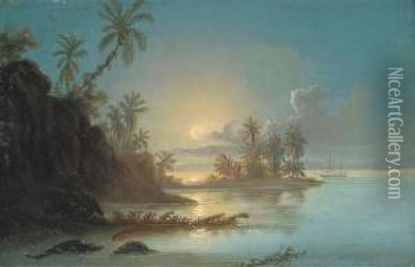 Sunset In The Orinoco Delta Oil Painting - Ferdinand Konrad Bellermann