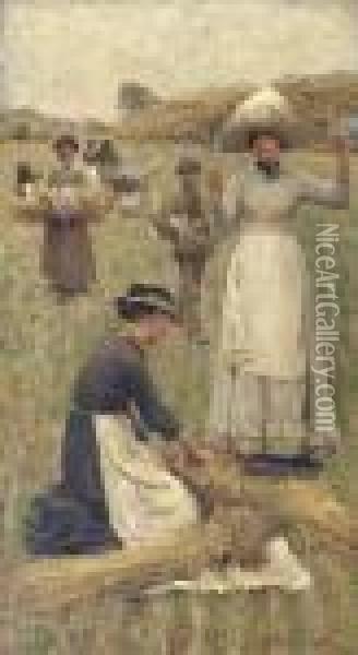 Gleaners Oil Painting - George Clausen