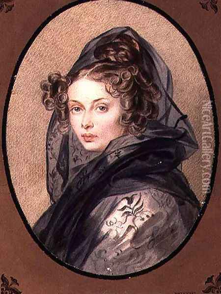 Portrait of Alexandra Grigorievna Muravyova 1804-32, 1825 Oil Painting - Pyotr Fyodorovich Sokolov