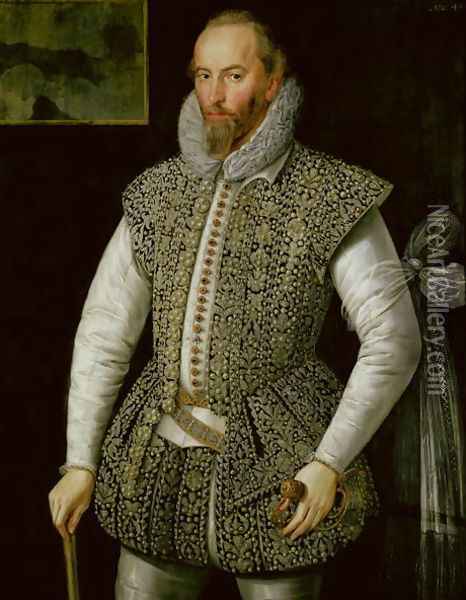 Portrait of Sir Walter Raleigh, 1598 Oil Painting - William